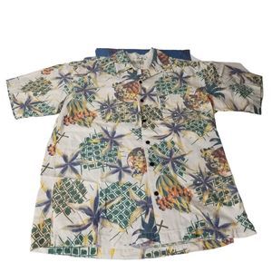 Hawiian Shirt beach collared great land medium M mens vintage floral allover pri
